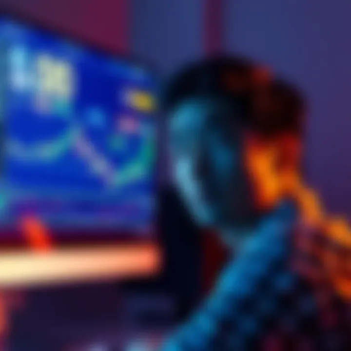 Individual staring at a computer screen with a puzzled expression, displaying cryptocurrency trading information.