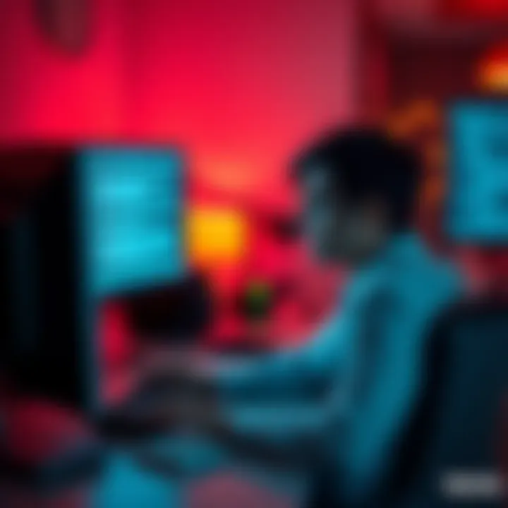 A person with a puzzled expression sitting at a desk, staring at a computer screen filled with text that seems complicated, symbolizing confusion in interactions with Gemini.