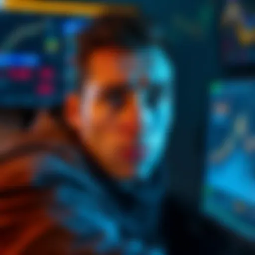 A person with a puzzled expression staring at a computer screen filled with cryptocurrency graphs and icons.