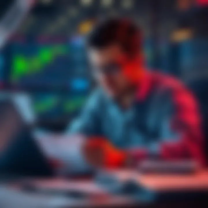 A trader looks puzzled while comparing capital gains reports from Summ, CT, and Koinly, surrounded by papers and a laptop.