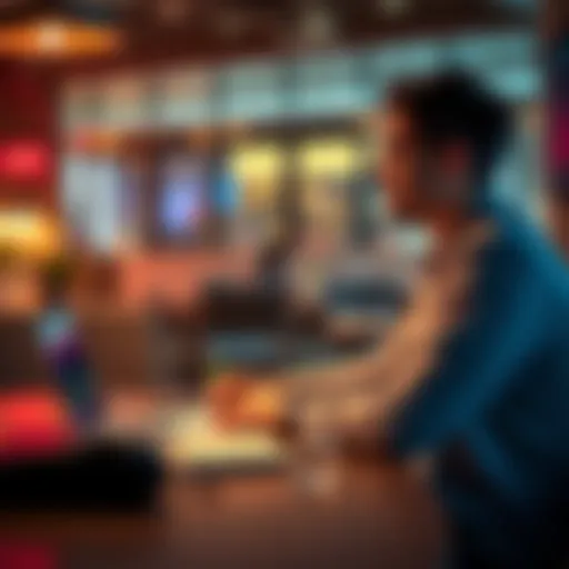Individual sitting at a table with a laptop and notes, thinking about what to buy after investment success