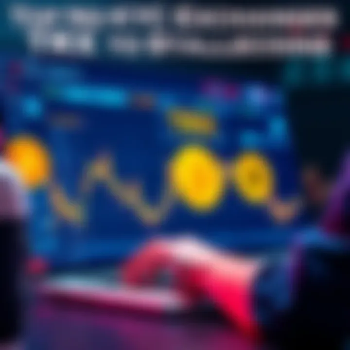 A person using a laptop to exchange TRX for stablecoins on a cryptocurrency platform, with graphical representations of TRX and stablecoin icons in the background.