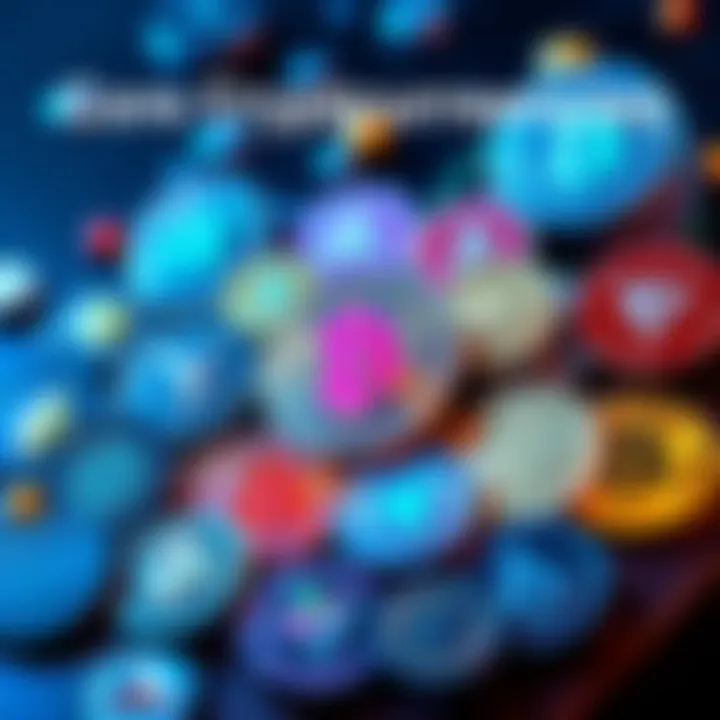 A collection of popular cryptocurrencies visually represented with their logos, showing market trends for 2025.