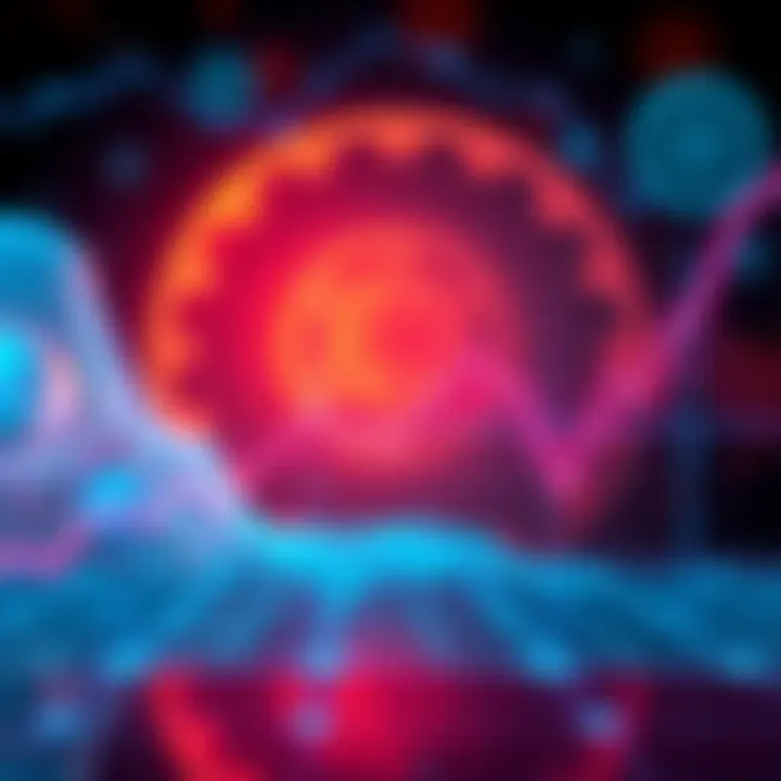 Graph showing a steep decline in ATOM price, with a digital representation of the Cosmos network in the background