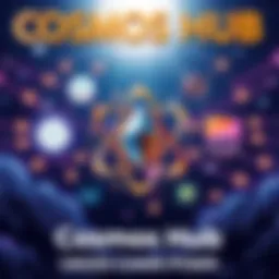 An illustration depicting Cosmos Hub with ATOM symbol leading cross-chain connections, showing Ethereum as a central node with other networks like Nillion, Noble, Osmosis, and dYdX surrounding it.