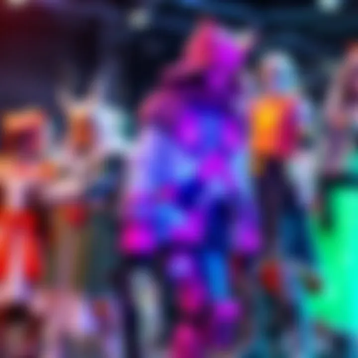 A vibrant display of various cosplay costumes showcasing creativity and design techniques, highlighting colorful fabrics and unique accessories.