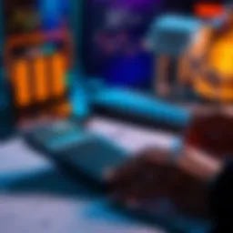 A person calculating taxes on cryptocurrency winnings with a calculator and paperwork in front of them