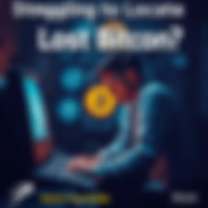 A couple looking at an old computer screen, trying to find lost Bitcoin from years ago, with a sense of determination