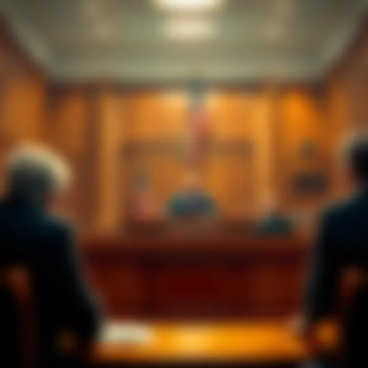 Courtroom with Judge Swain A courtroom scene with Judge Swain presiding over a case, highlighting the legal challenges faced by creditors in the Voyager Digital bankruptcy.