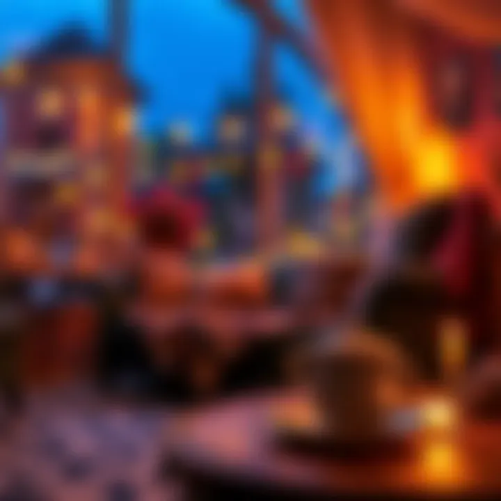 Cozy Late Night Scene A warm and inviting late night atmosphere with string lights, a comfy sofa, and a cup of tea on a table, perfect for relaxation and socializing.