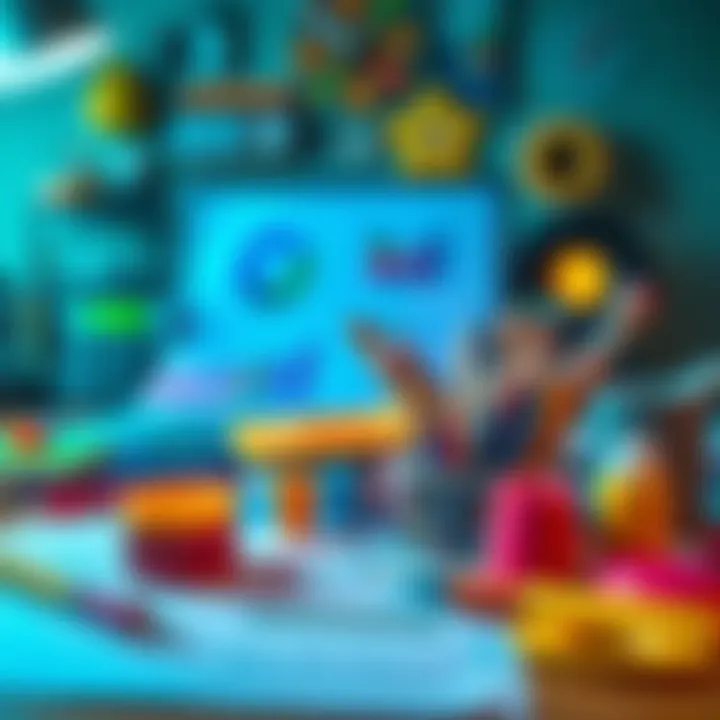 A collection of colorful design tools and materials on a workspace, promoting creativity for monthly challenges