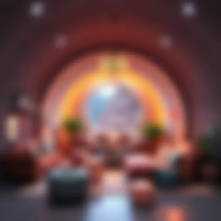 A well-decorated tunnel base featuring functional furniture and artistic elements, demonstrating an inviting living space