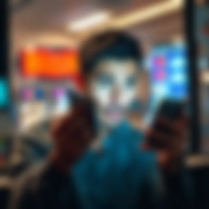 A frustrated person looking at their phone with a credit card in hand, showing confusion due to a missing payment option.