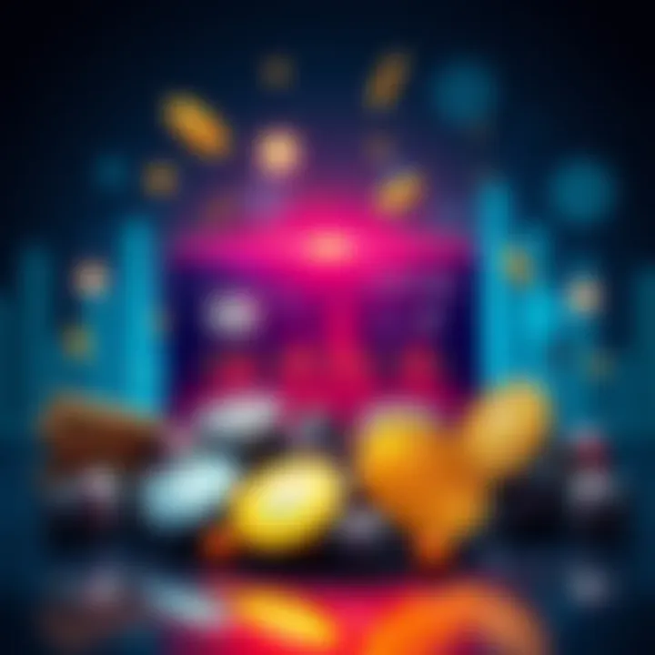 Illustration showing a credit card alongside symbols of cash back and cryptocurrency like bitcoin