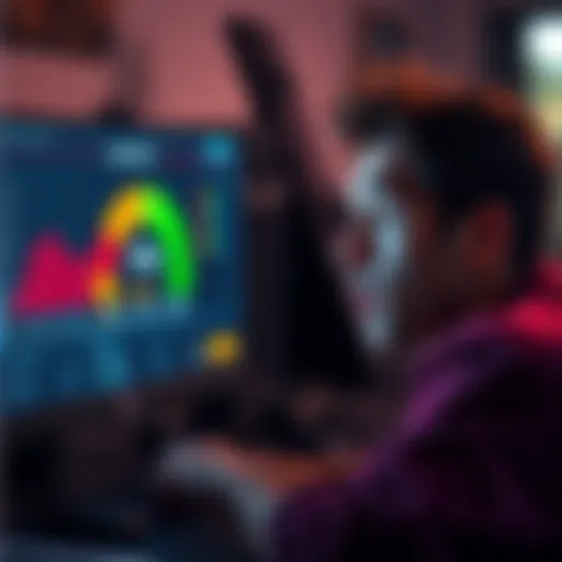 Individual staring at a computer screen showing a dropping credit score after paying off loans