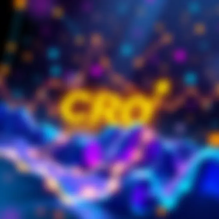 CRO Growth Illustration Graphic showing CRO growth with user engagement and asset integration in cryptocurrency