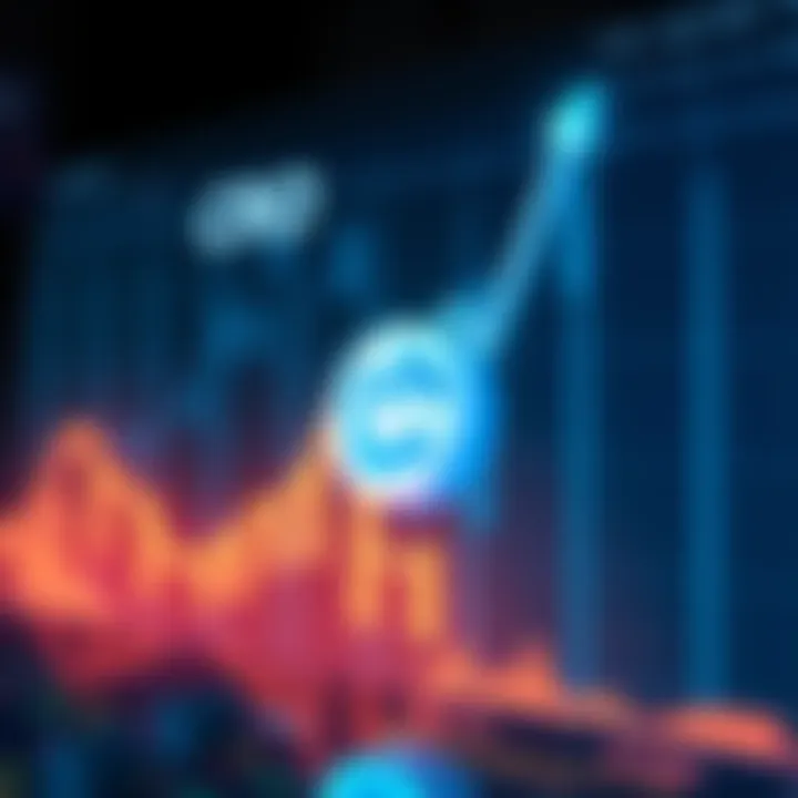 A graph showing an upward trend in cryptocurrency prices with the CRO logo prominently displayed. The background features a digital theme related to finance.