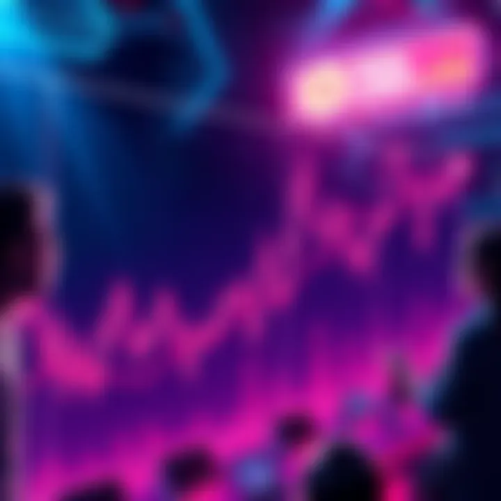 A graph showing the decline in CRO cryptocurrency prices with confused investors looking on.