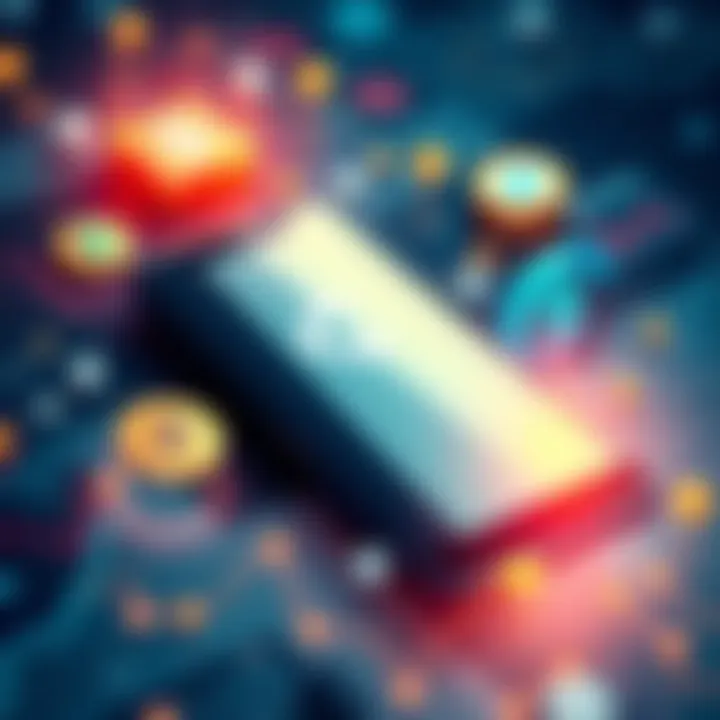 Graphic showing a smartphone with the Cronos App interface, surrounded by digital finance icons like currency and charts, symbolizing Web3 technology.