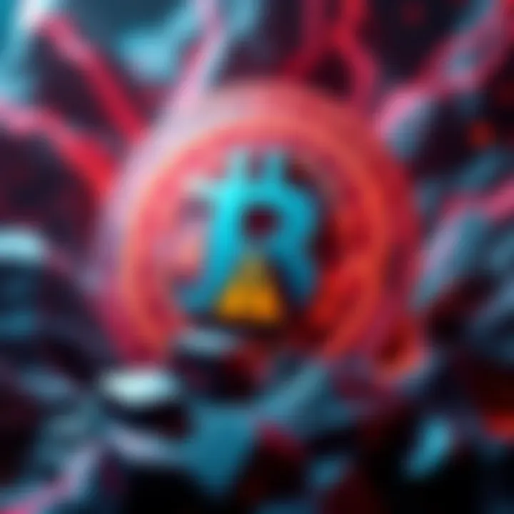 A graphic showing a blockchain symbol with a warning sign, indicating the shutdown of Cronos after a major security attack.