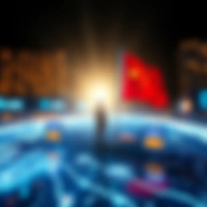 Visual representation of Visa, ANZ, ChinaAMC, and Fidelity collaborating on a cross-border settlement process in finance.