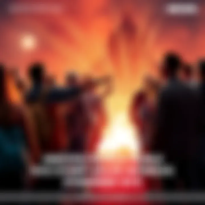 A group of people standing in awe, pointing and looking at an unexpected event unfold in front of them.