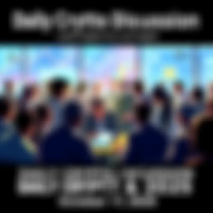 People engaging in a lively discussion about cryptocurrency trends and insights