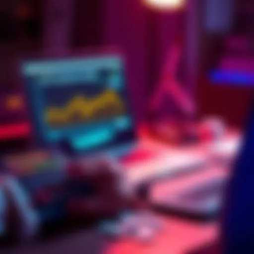 A person calculating taxes on cryptocurrency gambling gains at a desk with a laptop and calculator, representing the complexities of taxing crypto gambling profits.