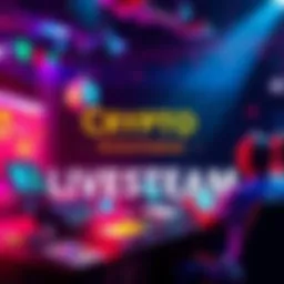 A colorful graphic promoting a live crypto discussion with giveaways and quizzes, featuring elements of AI and market trends.