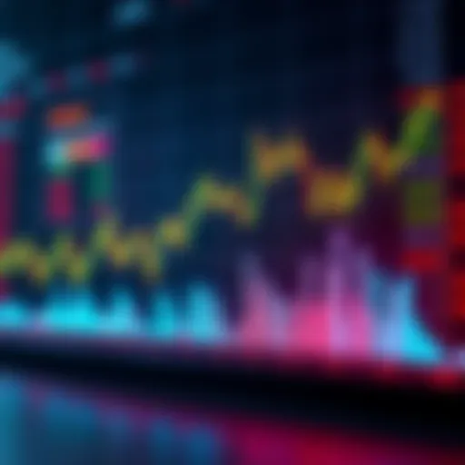 Graph showing fluctuating cryptocurrency prices across different exchanges