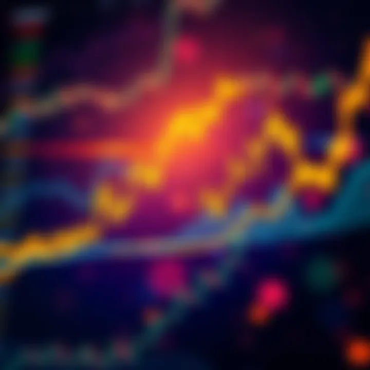 A graph showing rising cryptocurrency prices with trend lines indicating potential price increases.