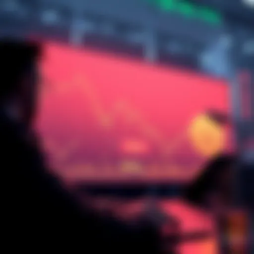 A graph showing a steep decline in cryptocurrency values, symbolizing a 75% drop, with worried investors looking at their screens.