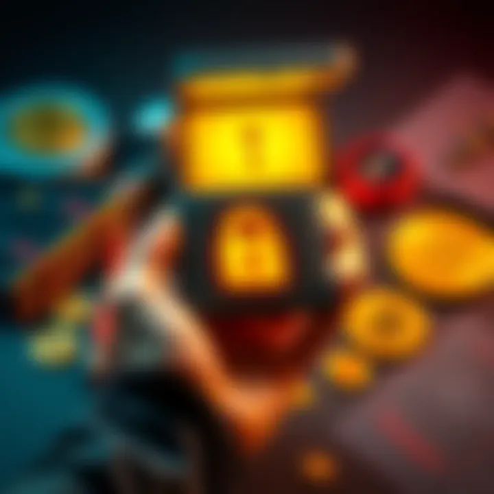 A person holding a Trezor wallet with a lock symbol, surrounded by backup materials and crypto icons