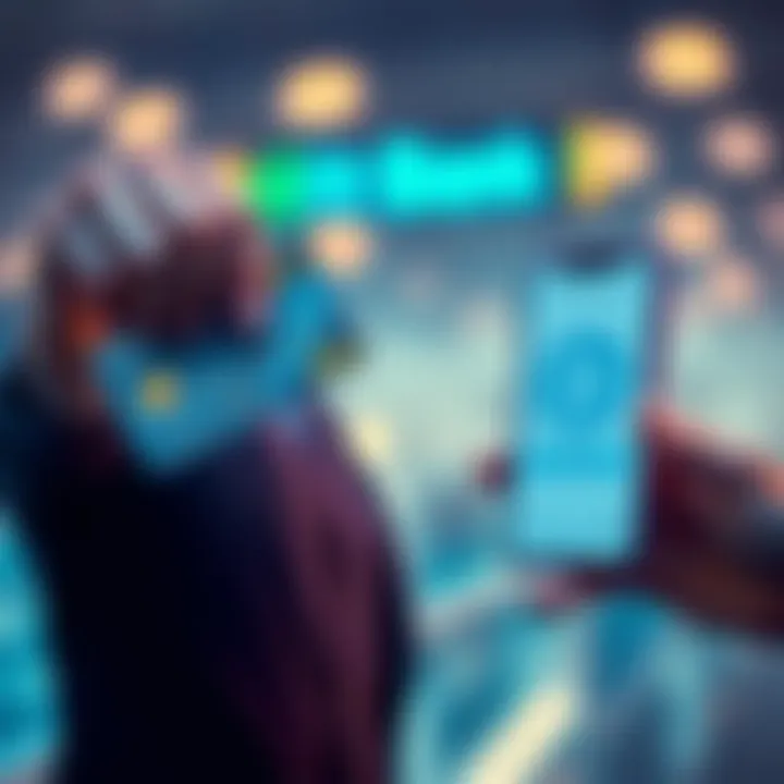 A person frustrated with blocked bank funds holding a crypto card in one hand and a phone displaying a bank app in the other.