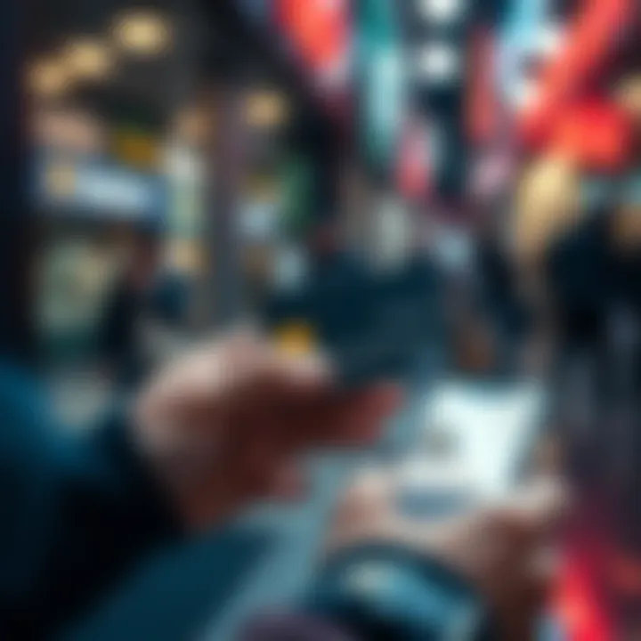 A person making a payment with a crypto card, showing the card and a smartphone displaying stablecoin details, indicating the rise in digital currency transactions.