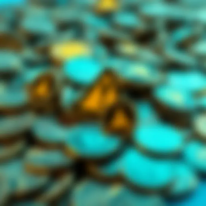 A pile of cryptocurrency coins with a caution sign in front, representing the 'Not My Coins' movement and its effects on investors.