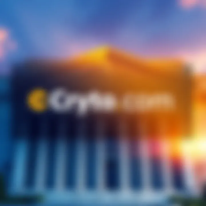 Crypto.com logo overlaying a modern bank building, representing the shift towards becoming a US National Trust Bank.