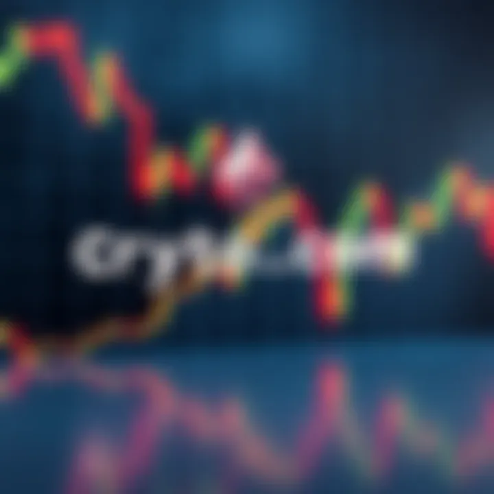 Crypto.com Logo with Falling Graph Crypto.com logo in front of a declining graph representing its market struggles