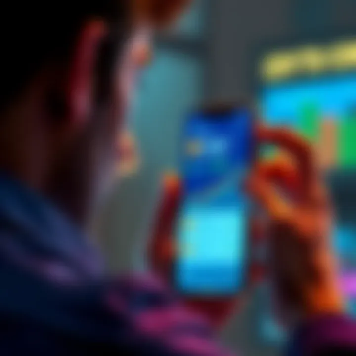 A person looking at a smartphone screen showing an unexpected rise in Crypto.com CRO balance, with a surprised expression.