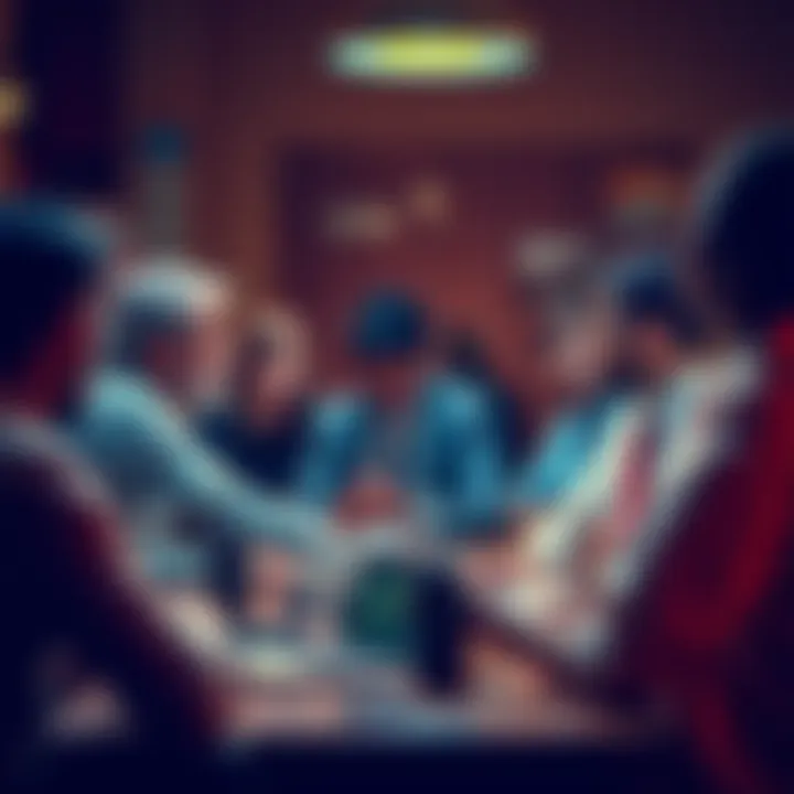 A diverse group of people discussing blockchain technology and crypto solutions around a table, highlighting collaboration over competition.