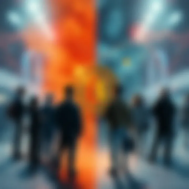 Crypto Community Dynamics A visual representation of the crypto community showing two groups: profit-driven traders and true believers of Bitcoin, highlighting the divide in mindset after a market downturn.