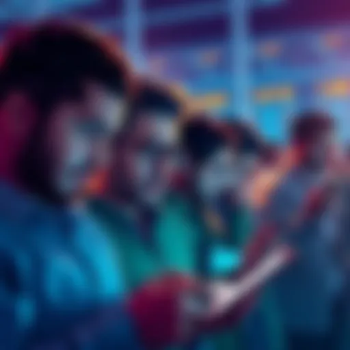 Group of people looking worried while checking financial news on phones about Buttcoin and cryptocurrency market crashes