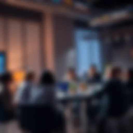 A diverse group of people gathered around a table sharing ideas on cryptocurrency market trends.