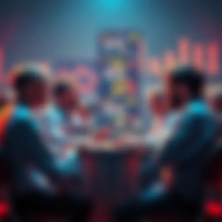 A group of people discussing physical metals and digital data storage options during a lively debate