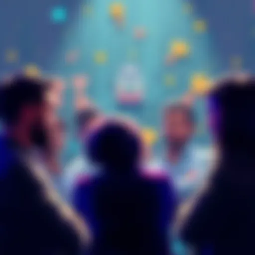 A group of people discussing cryptocurrency security, with digital keys and wallets depicted in the background.