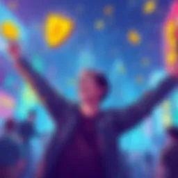 Illustration showing a person celebrating after switching to Crypto․com for deposit rewards