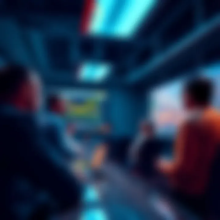 Crypto Discussion Alert A group of people engaged in a lively discussion about cryptocurrency, sharing tips and warnings while looking at screens showing crypto charts.
