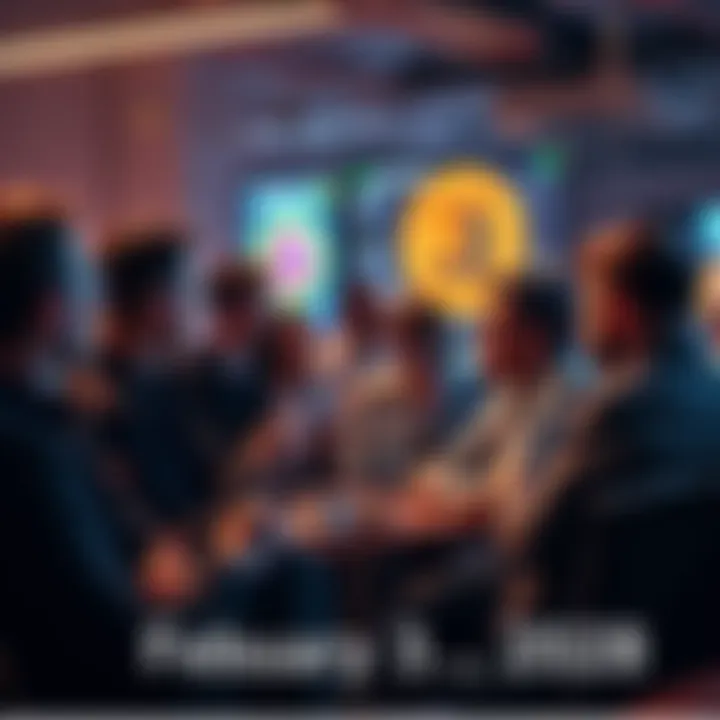 People engaged in a lively conversation about cryptocurrency trends and investment strategies in a community setting