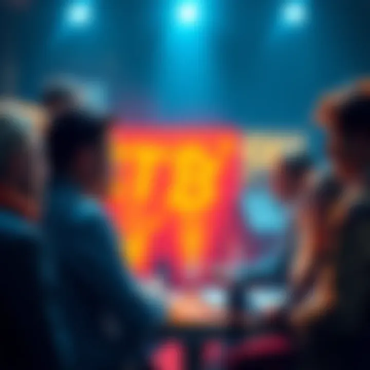 Group of people discussing cryptocurrency trends and sharing insights