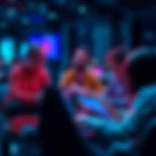 A group of people discussing cryptocurrency with laptops and papers, focusing on safety tips and scam prevention.